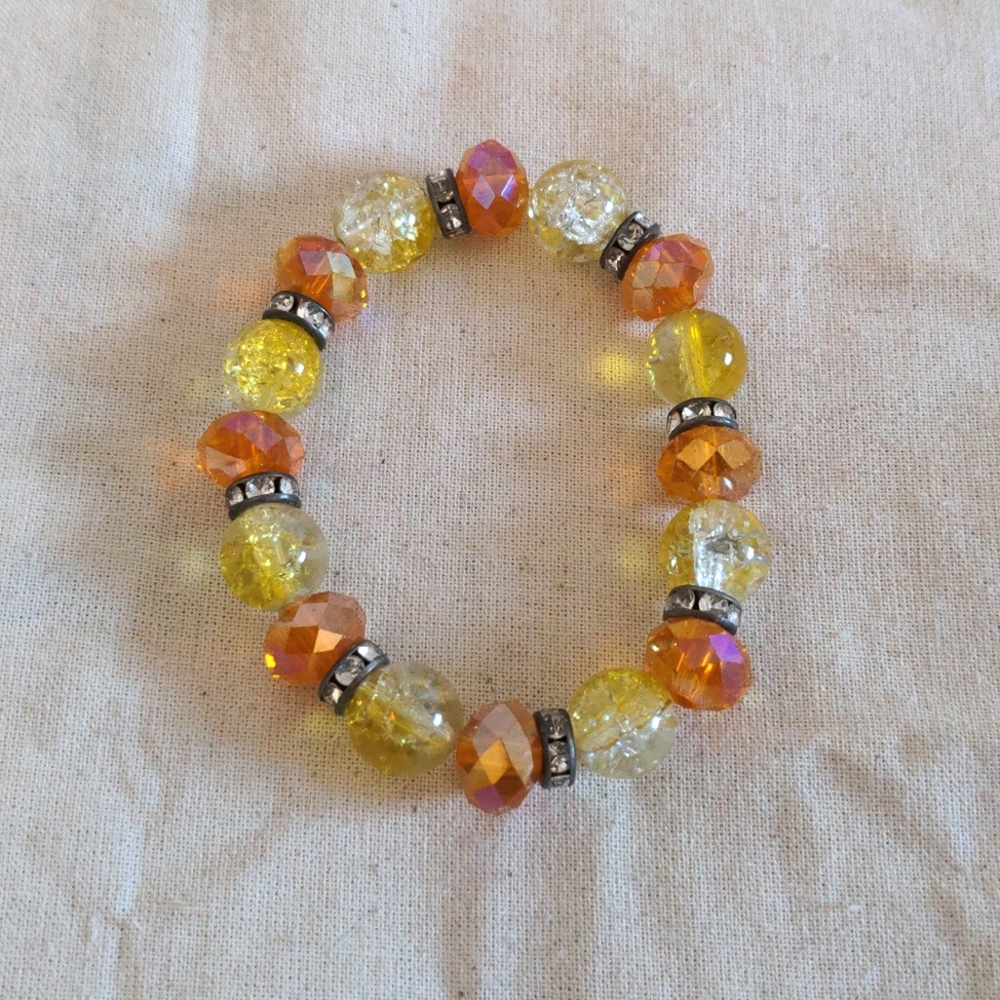 Orange and Yellow Beaded Bracelet